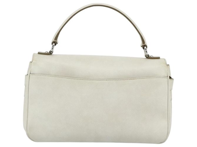Borsa a mano Gancini in pelle bianca e argento di Salvatore Ferragamo Auth 177310A Bianco - vista 3