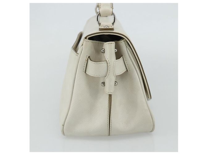 Borsa a mano Gancini in pelle bianca e argento di Salvatore Ferragamo Auth 177310A Bianco - vista 4