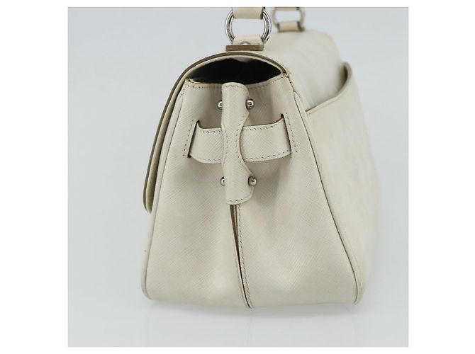 Borsa a mano Gancini in pelle bianca e argento di Salvatore Ferragamo Auth 177310A Bianco - vista 5