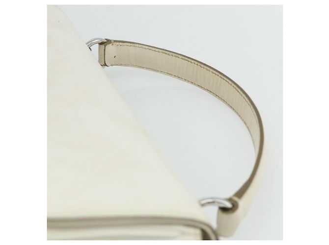 Borsa a mano Gancini in pelle bianca e argento di Salvatore Ferragamo Auth 177310A Bianco - vista 8