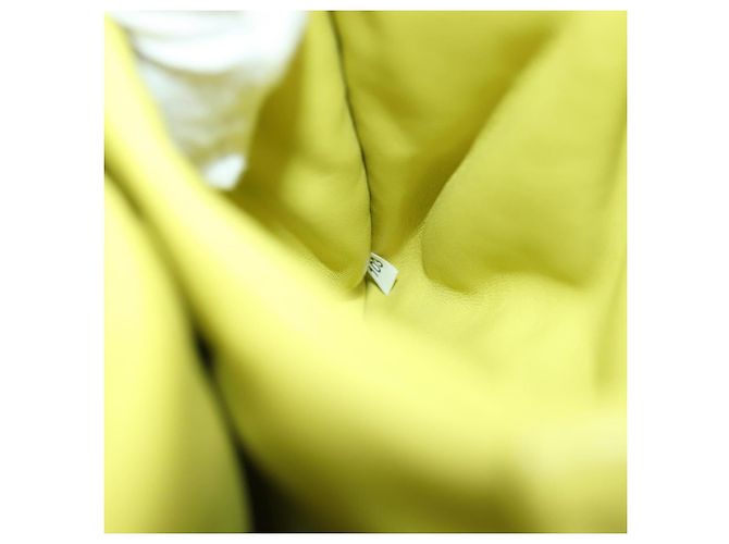 PRADA Bolso de Mano de Cuero 2 en 1 Amarillo Plata Auth 177165SAM - vista 12