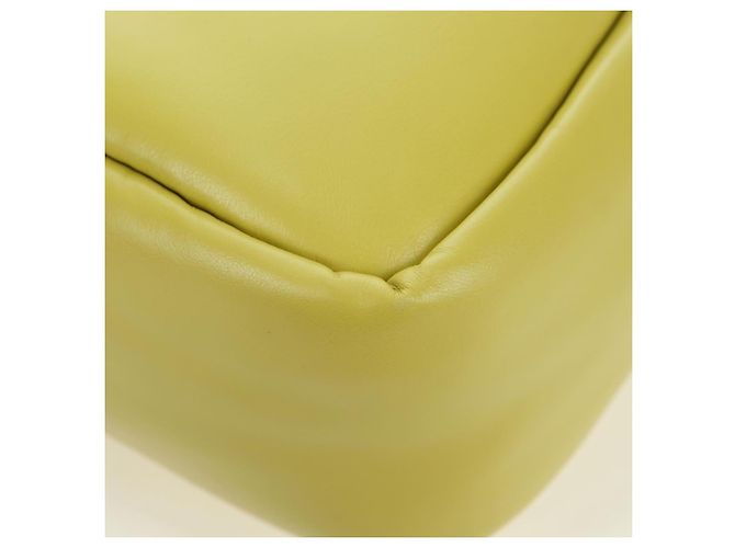 PRADA Bolso de Mano de Cuero 2 en 1 Amarillo Plata Auth 177165SAM - vista 15