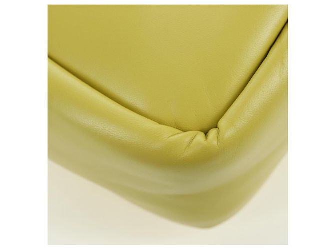 PRADA Bolso de Mano de Cuero 2 en 1 Amarillo Plata Auth 177165SAM - vista 16