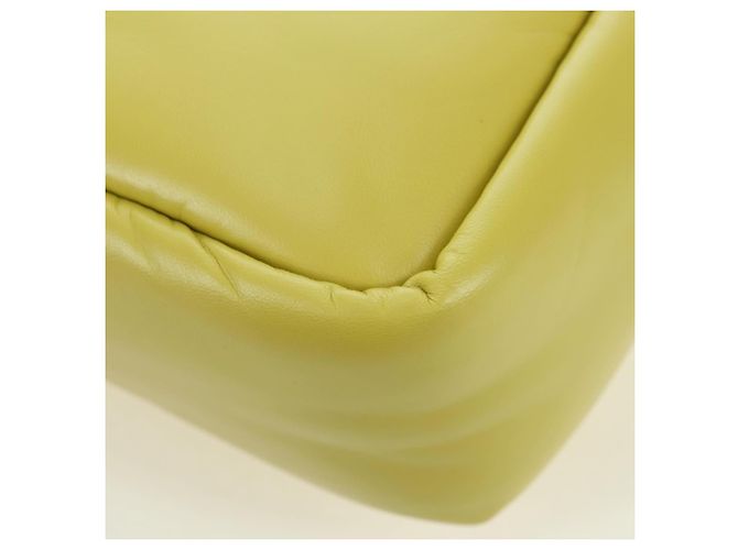 PRADA Bolso de Mano de Cuero 2 en 1 Amarillo Plata Auth 177165SAM - vista 17