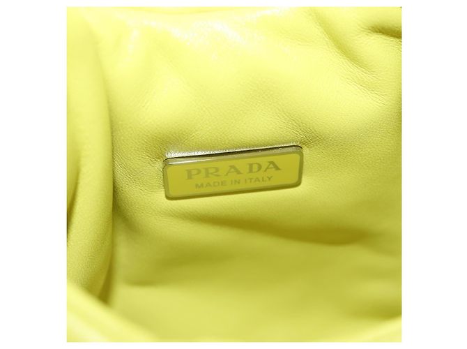 PRADA Bolso de Mano de Cuero 2 en 1 Amarillo Plata Auth 177165SAM - vista 19