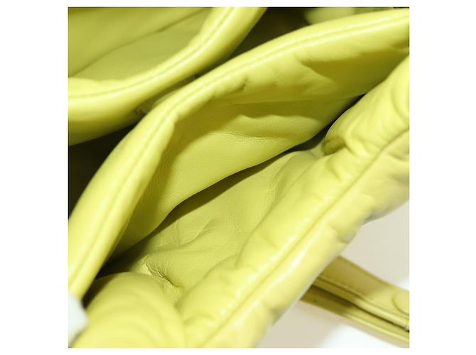PRADA Bolso de Mano de Cuero 2 en 1 Amarillo Plata Auth 177165SAM - vista 20