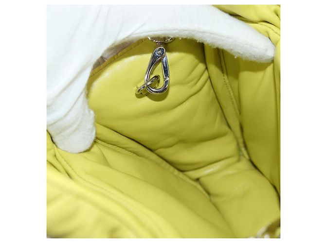PRADA Bolso de Mano de Cuero 2 en 1 Amarillo Plata Auth 177165SAM - vista 23