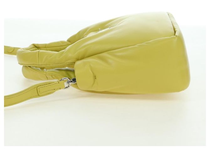 PRADA Bolso de Mano de Cuero 2 en 1 Amarillo Plata Auth 177165SAM - vista 3