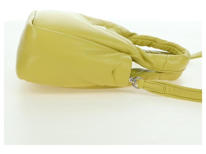 PRADA Bolso de Mano de Cuero 2 en 1 Amarillo Plata Auth 177165SAM - vista 4