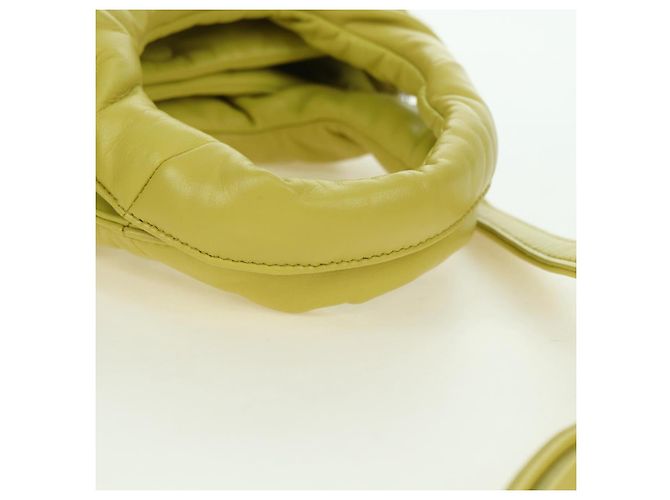 PRADA Bolso de Mano de Cuero 2 en 1 Amarillo Plata Auth 177165SAM - vista 7