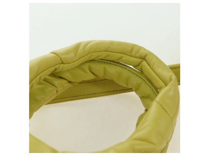 PRADA Bolso de Mano de Cuero 2 en 1 Amarillo Plata Auth 177165SAM - vista 8