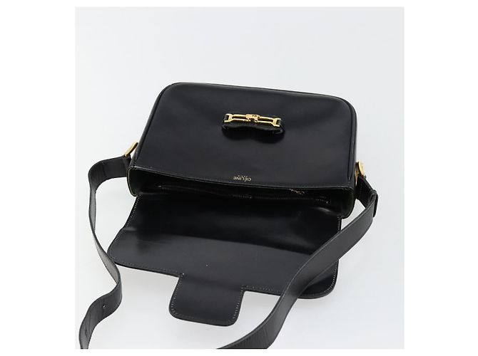 Céline Borsa a Spalla in Pelle Nera e Oro Auth 177801 Nero D'oro - vista 10