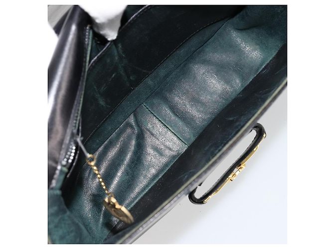 Céline Borsa a Spalla in Pelle Nera e Oro Auth 177801 Nero D'oro - vista 11