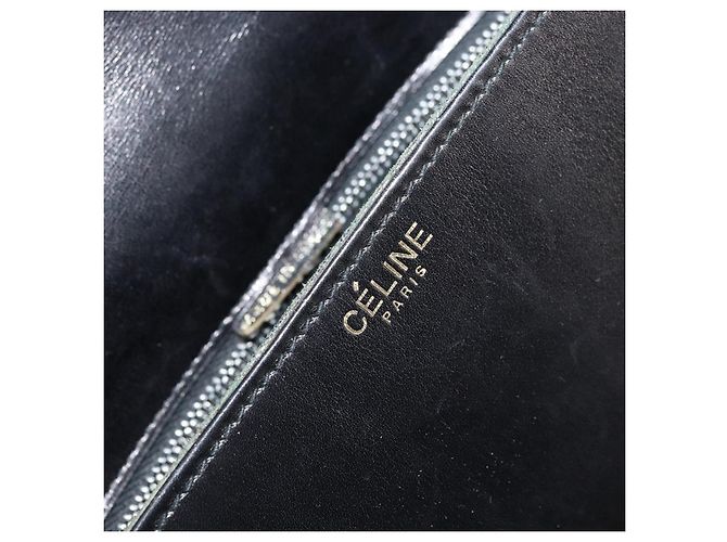 Céline Borsa a Spalla in Pelle Nera e Oro Auth 177801 Nero D'oro - vista 18