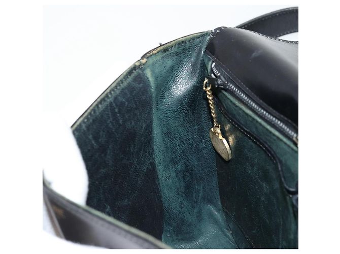 Céline Borsa a Spalla in Pelle Nera e Oro Auth 177801 Nero D'oro - vista 20