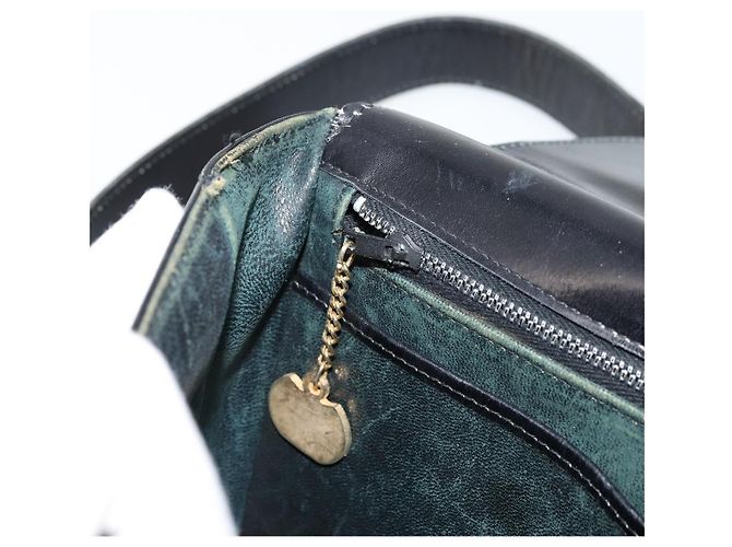 Céline Borsa a Spalla in Pelle Nera e Oro Auth 177801 Nero D'oro - vista 21