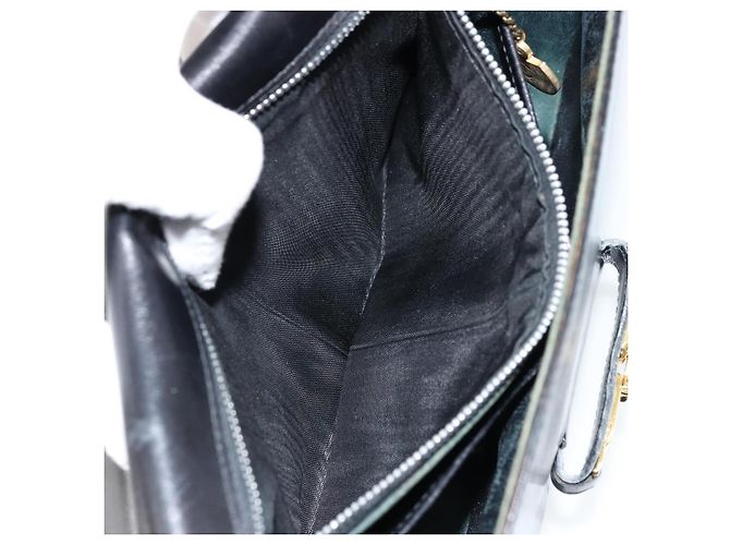 Céline Borsa a Spalla in Pelle Nera e Oro Auth 177801 Nero D'oro - vista 22