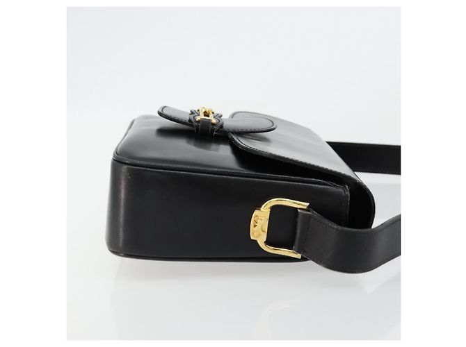 Céline Borsa a Spalla in Pelle Nera e Oro Auth 177801 Nero D'oro - vista 3