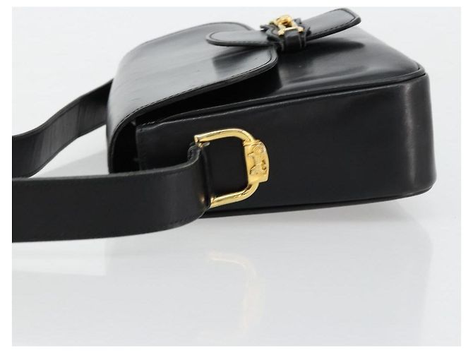 Céline Borsa a Spalla in Pelle Nera e Oro Auth 177801 Nero D'oro - vista 4