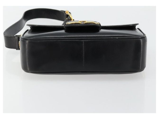 Céline Borsa a Spalla in Pelle Nera e Oro Auth 177801 Nero D'oro - vista 5