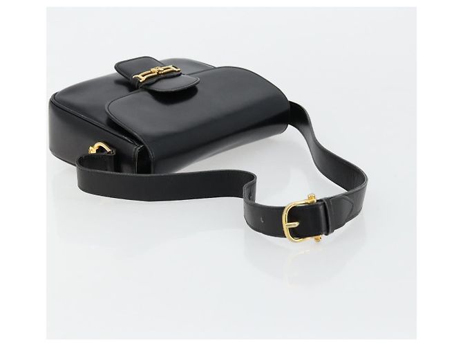 Céline Borsa a Spalla in Pelle Nera e Oro Auth 177801 Nero D'oro - vista 7