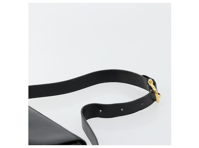 Céline Borsa a Spalla in Pelle Nera e Oro Auth 177801 Nero D'oro - vista 8