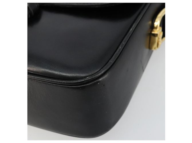 Céline Borsa a Spalla in Pelle Nera e Oro Auth 177801 Nero D'oro - vista 9
