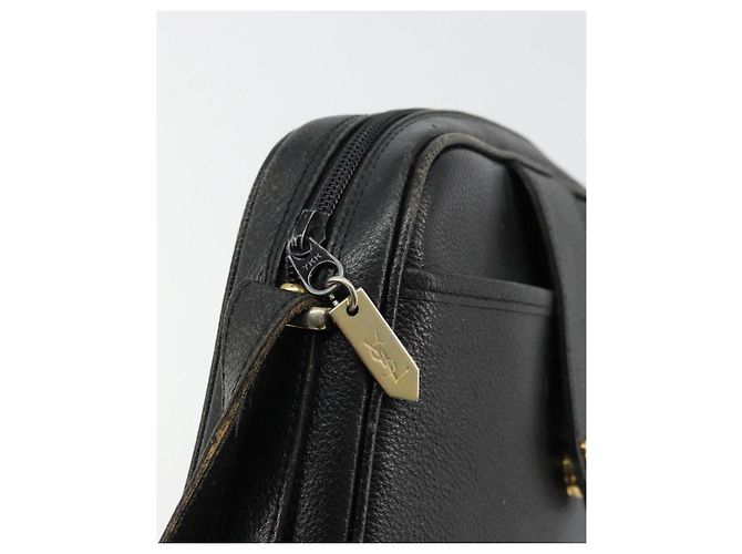 SAINT LAURENT Borsa a Spalla Pelle Nera Oro Auth 177530 Nero D'oro - vista 16