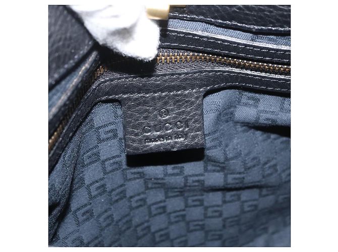 Borsa a Spalla in Pelle Nera e Oro GUCCI 108964 Auth 178939V Nero D'oro - vista 15