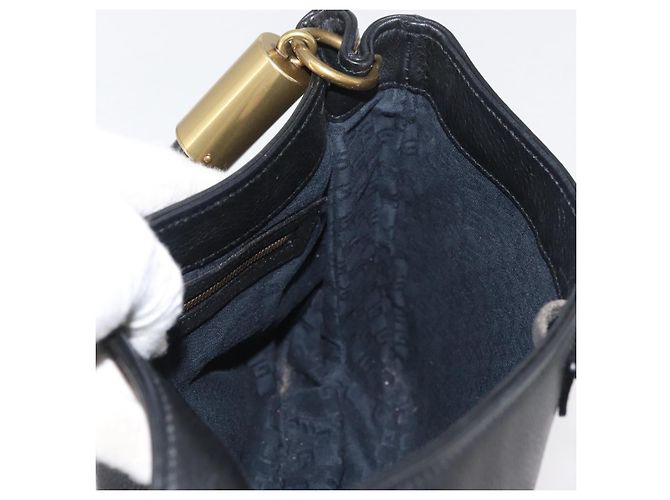 Borsa a Spalla in Pelle Nera e Oro GUCCI 108964 Auth 178939V Nero D'oro - vista 17