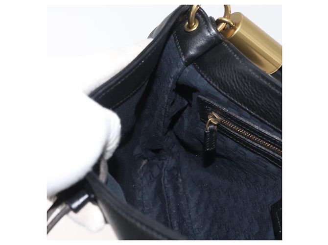 Borsa a Spalla in Pelle Nera e Oro GUCCI 108964 Auth 178939V Nero D'oro - vista 18