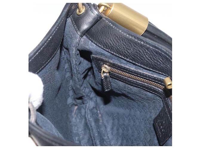 Borsa a Spalla in Pelle Nera e Oro GUCCI 108964 Auth 178939V Nero D'oro - vista 19