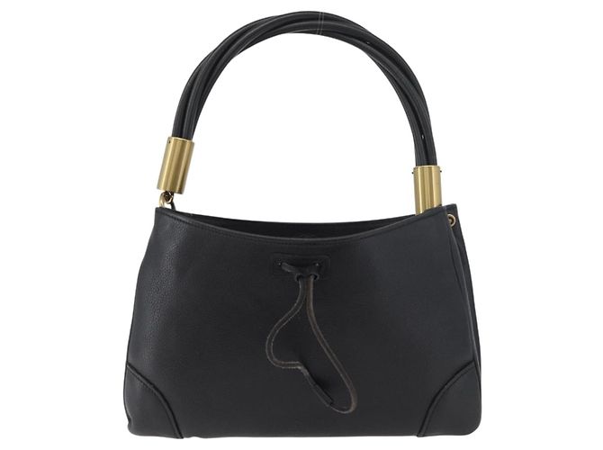 Borsa a Spalla in Pelle Nera e Oro GUCCI 108964 Auth 178939V Nero D'oro - vista 2