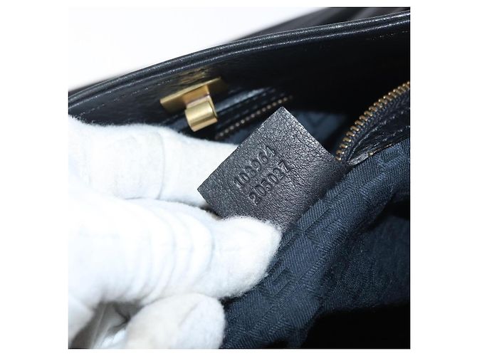 Borsa a Spalla in Pelle Nera e Oro GUCCI 108964 Auth 178939V Nero D'oro - vista 21