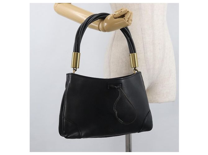 Borsa a Spalla in Pelle Nera e Oro GUCCI 108964 Auth 178939V Nero D'oro - vista 22