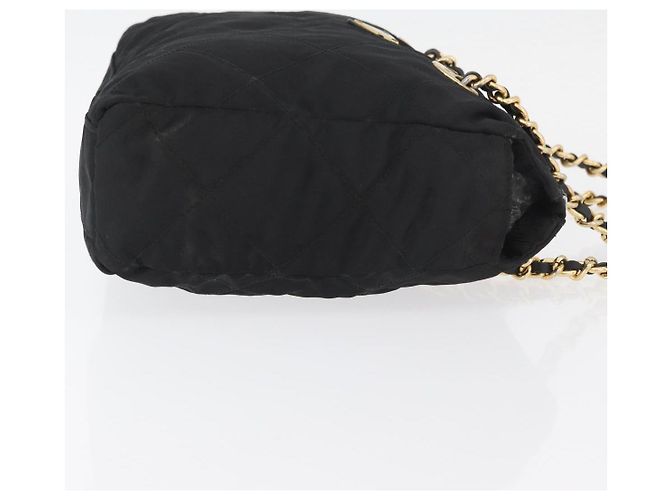 Borsa a Spalla con Catena PRADA in Nylon Nero e Oro Auth bs34842 D'oro - vista 3