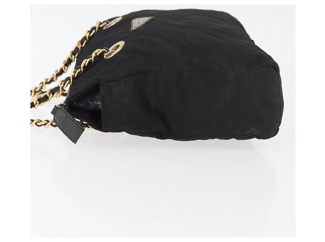 Borsa a Spalla con Catena PRADA in Nylon Nero e Oro Auth bs34842 D'oro - vista 4