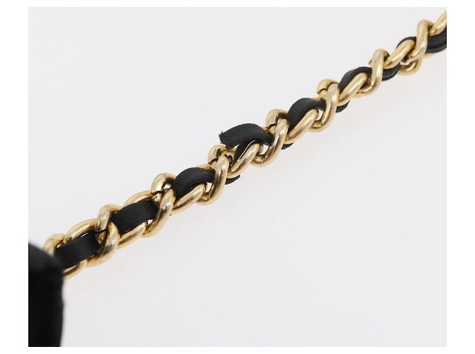 Borsa a Spalla con Catena PRADA in Nylon Nero e Oro Auth bs34842 D'oro - vista 8