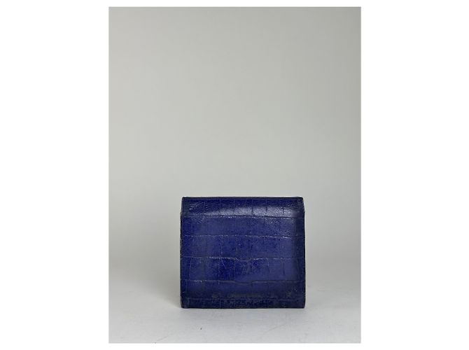 Carteira compacta vintage Miu Miu em couro croco azul - vista 9