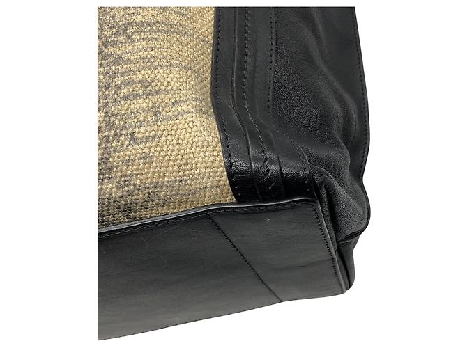 Chloé Borsa tote a doppio manico in tessuto e pelle beige / nera Chloe Multicolore - vista 10