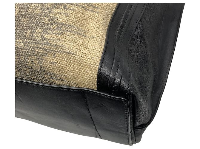 Chloé Borsa tote a doppio manico in tessuto e pelle beige / nera Chloe Multicolore - vista 12
