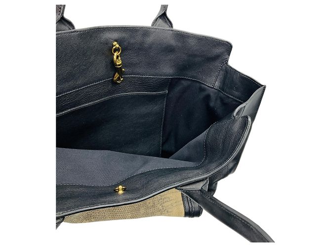 Chloé Borsa tote a doppio manico in tessuto e pelle beige / nera Chloe Multicolore - vista 6