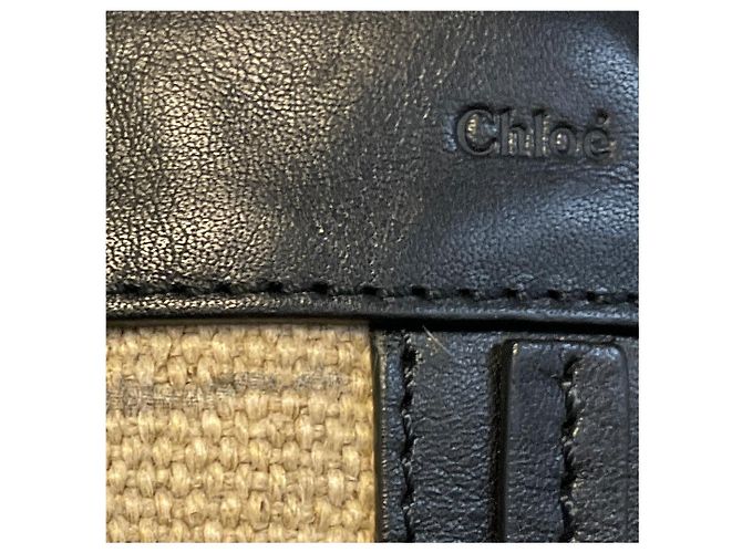 Chloé Borsa tote a doppio manico in tessuto e pelle beige / nera Chloe Multicolore - vista 7