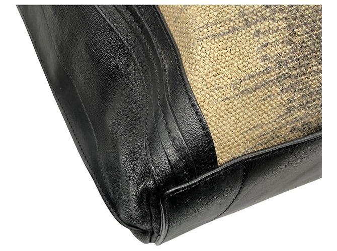 Chloé Borsa tote a doppio manico in tessuto e pelle beige / nera Chloe Multicolore - vista 9