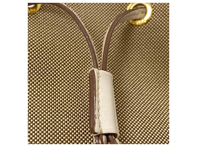 Borsa 2-Way Prada Fiocco con coulisse Marrone Bianco - vista 12