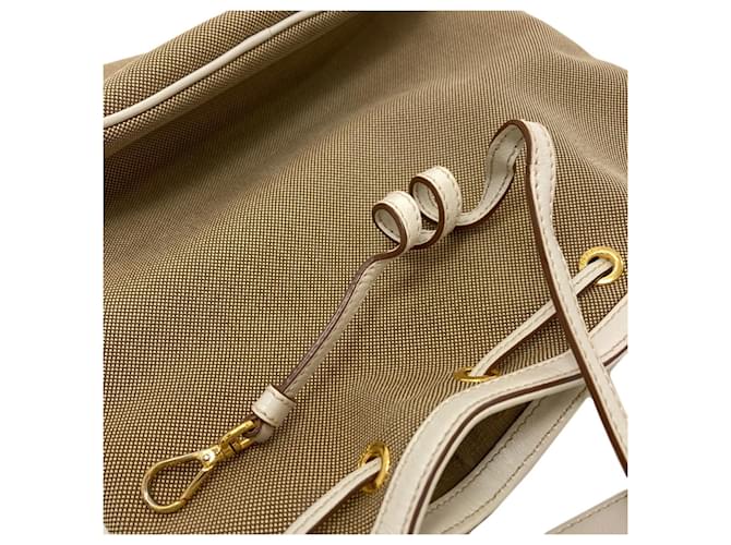 Borsa 2-Way Prada Fiocco con coulisse Marrone Bianco - vista 17