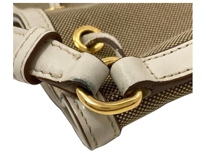 Borsa 2-Way Prada Fiocco con coulisse Marrone Bianco - vista 24