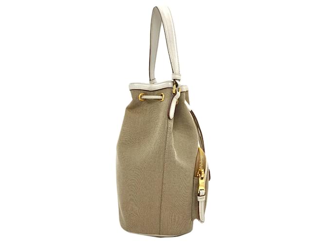 Borsa 2-Way Prada Fiocco con coulisse Marrone Bianco - vista 3