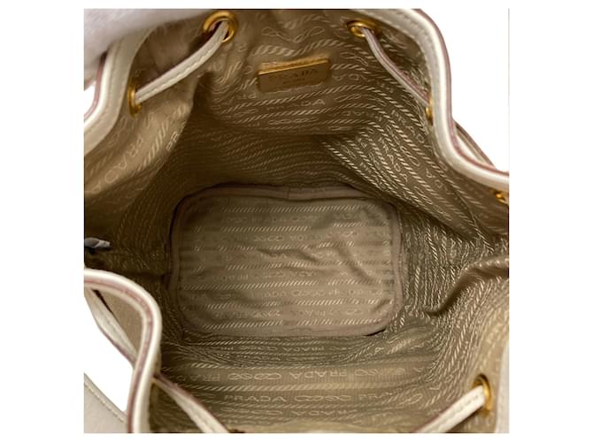 Borsa 2-Way Prada Fiocco con coulisse Marrone Bianco - vista 5
