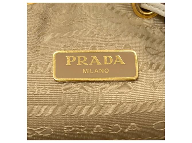 Borsa 2-Way Prada Fiocco con coulisse Marrone Bianco - vista 6